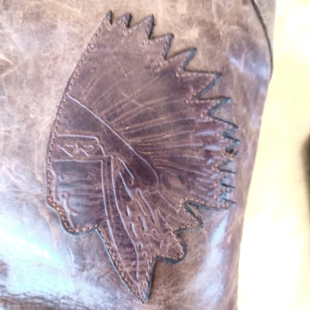 Brown Leather Square Toe Ladies Western Boots Size 7.5 Vintage by Cervato - Picture 5 of 15